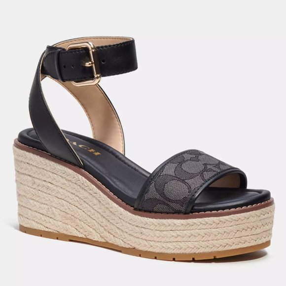 NIB - COACH Korey Espadrille In Signature Jacquard Sandal - size 7 US - Picture 2 of 10